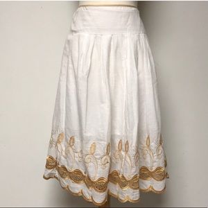 White embroidered midi skirt